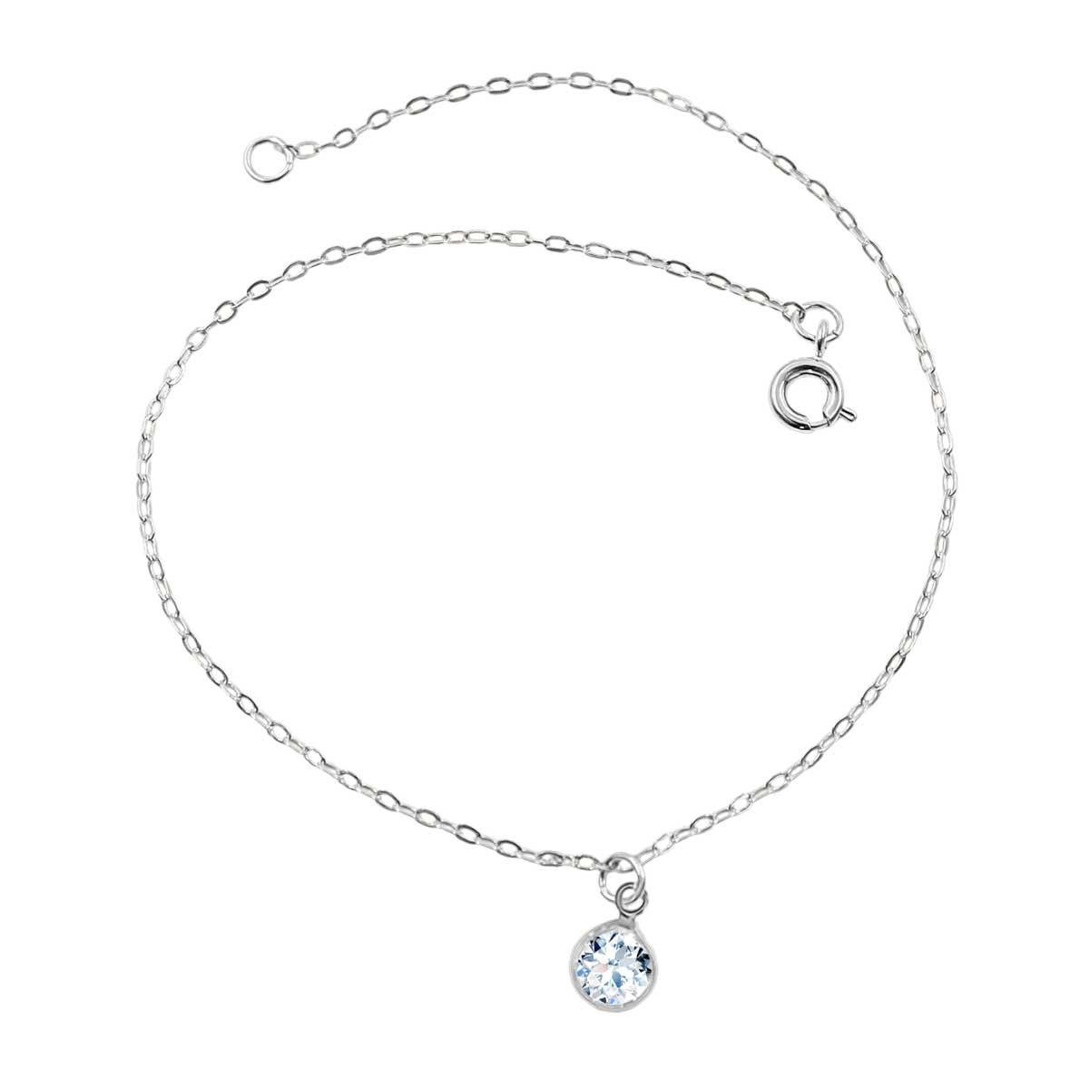 Tornozeleira Cadeado com Ponto de Luz Zircônia Folheado a Prata