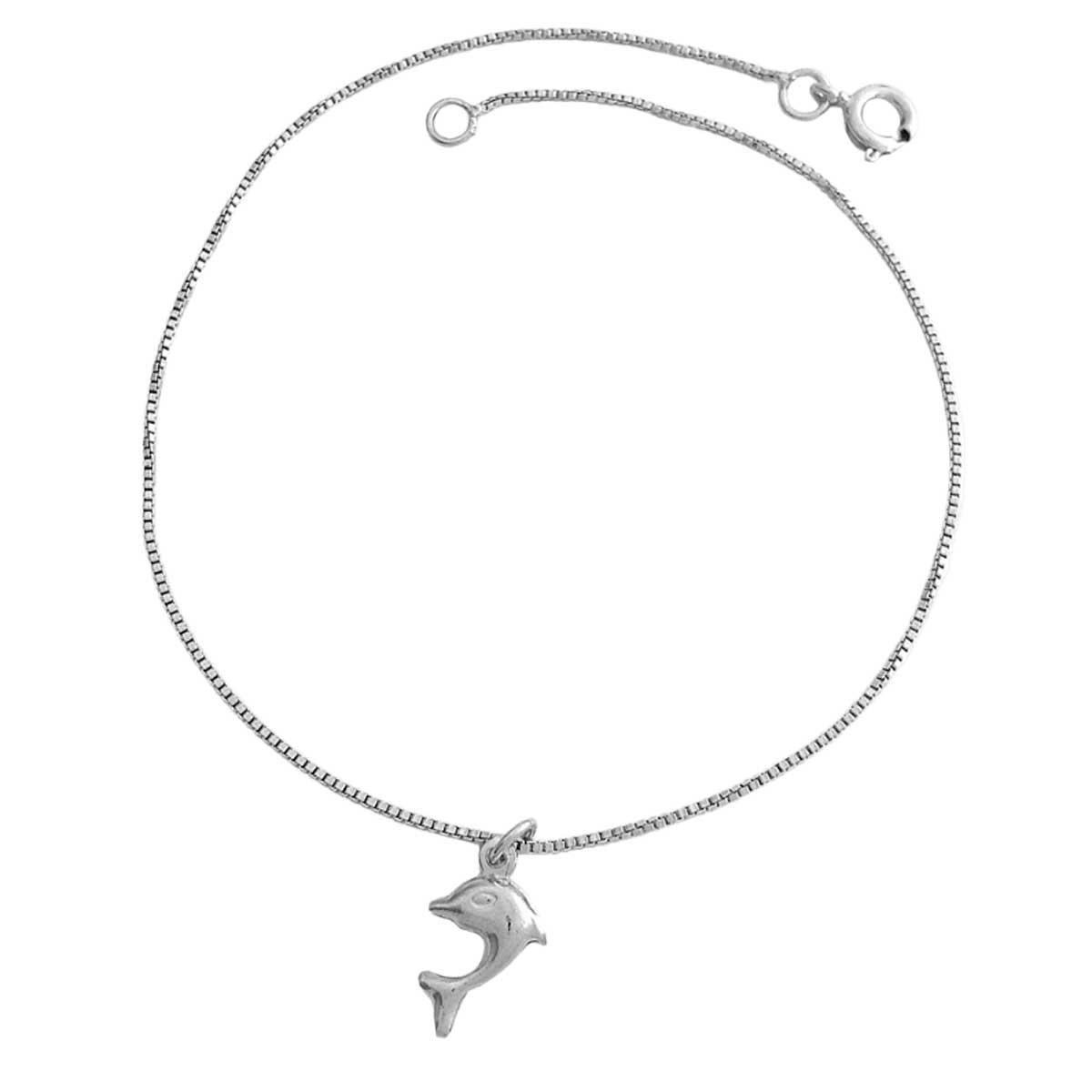 Tornozeleira Veneziana com Golfinho Folheado a Prata