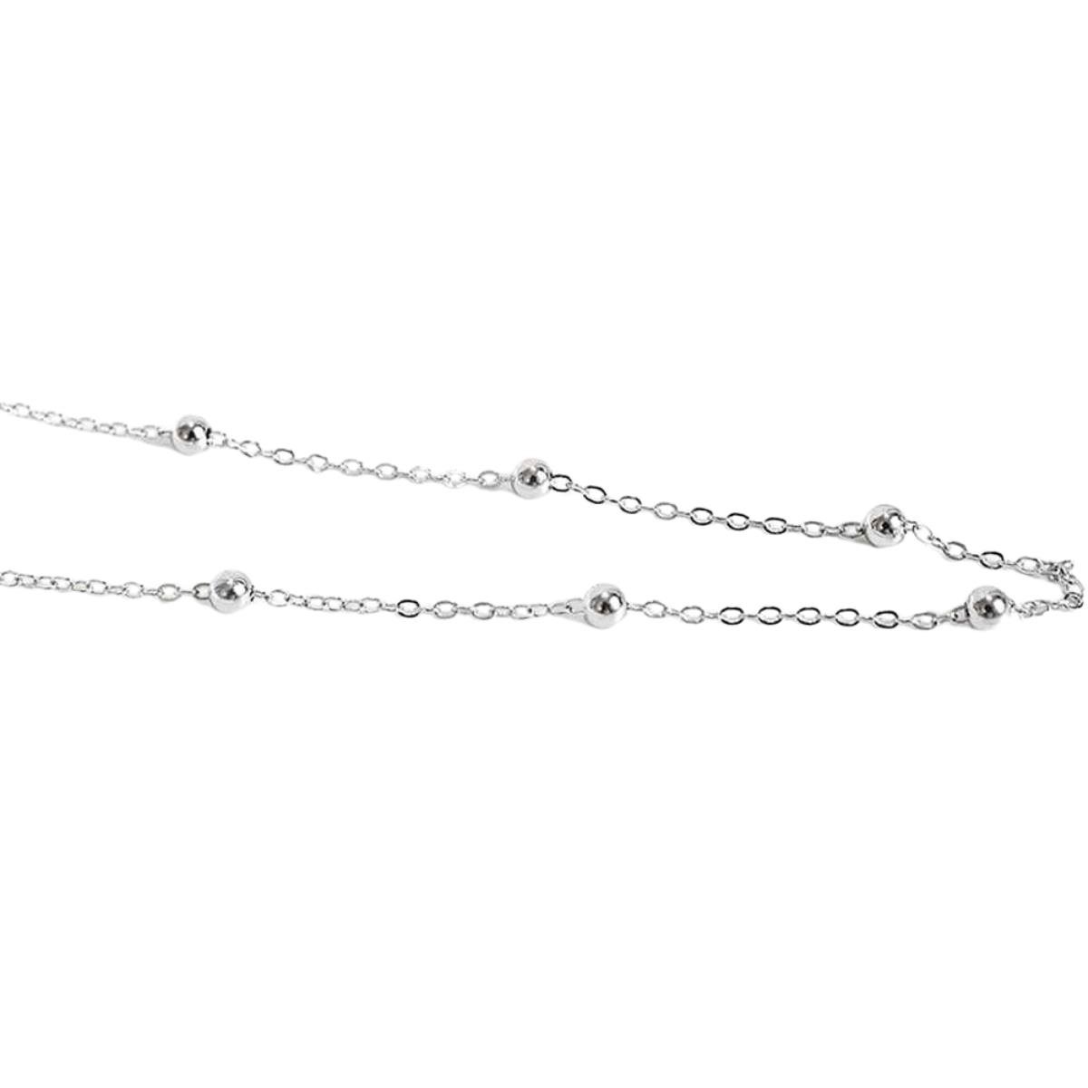 Tornozeleira de Prata 925 com Bolinhas 24cm