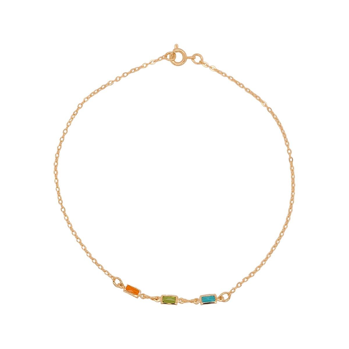 Tornozeleira Saladinha com Pedras Folheado a Ouro